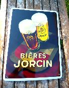 Plaque émaillée publicitaire Bière Jorcin: plaque émail brasserie numérotée made in France