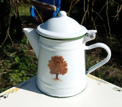 Cafetière émaillée arbre d'automne 0,5 L, fonctionnelle et décorative, prix affaire