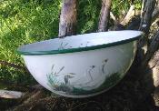 Grand saladier émaillé décoration oie 27 cm, vaisselle émaillée déco exclusive