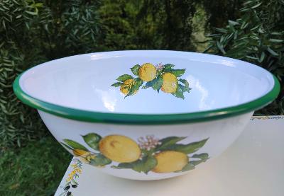 Grand saladier émaillé citron 27 cm: vaisselle émaillée décorée émail et cetera