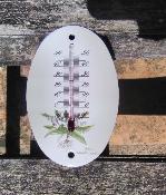 Plaque émaillée thermomètre extérieur émaillé motif fleur plantes Arémail Emalia 13 cm