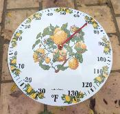 Thermomètre émaillé rond bombé motif citron thermomètre à aiguille