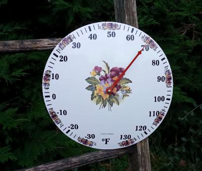 Thermomètre émaillé rond bombé déco pensées thermomètre à aiguille