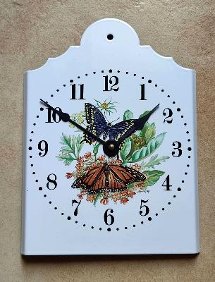 Horloge émaillée déco papillons garantie émail véritable