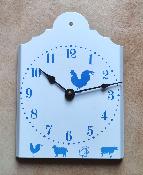 Pendule murale �maill�e animaux de la ferme bleus �mail made in France