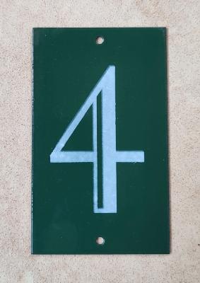 Petite plaque émaillée numéro de maison N° 4 vert émail et cetera