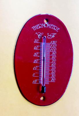 Thermomètre émaillé Bordeaux, thermomètre décoratif émail lumineux de marque