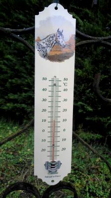 Thermomètre émail extérieur décoratif Cheval 30 cm: thermomètre émail et cetera