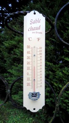 Thermomètre extérieur émaillé décoratif ivoire: thermomètre jardin Maison 25 cm
