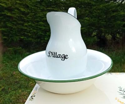 Broc émaillé Pichet et cuvette émaillée Au Village émail et cetera