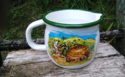 Pot émaillé pot verseur déco café vaisselle émaillée originale 
