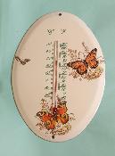 Grand thermomtre mail  l'ancienne dcor papillons ovale Armail Emalia