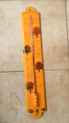 Thermomètre extérieur décoratif émaillé orange arbres d'automne 50 cm idéal au jardin
