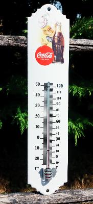 Thermomètre émaillé publicitaire Vintage 30 cm Coca Cola: thermomètre émail brocante
