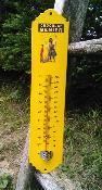 Thermomètre jaune Menier émaillé publicitaire Vintage 30 cm