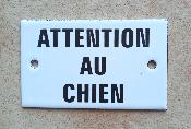 Petite plaque émaillée Attention au Chien: plaque émail blanc qualité