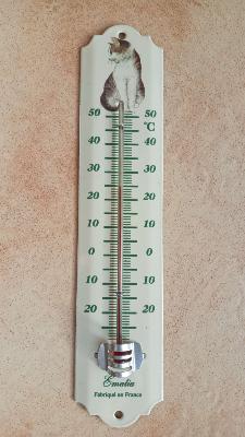 Thermomètre extérieur émaillé décoratif Chat 25 cm: thermomètre émail déco