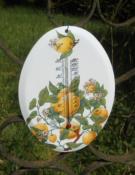 Thermomètre émaillé Citrons décoratif ovale de marque Arémail Emalia