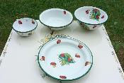 Set de vaisselle émaillée déco coccinelle émail création Arémail Emalia
