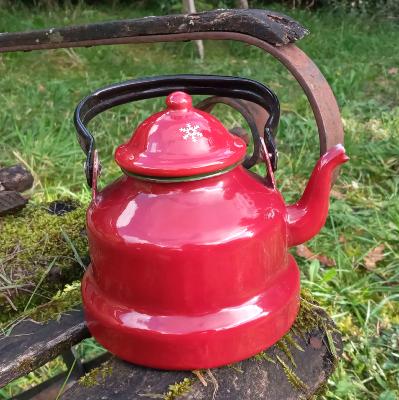 Bouilloire rouge émaillée vintage tous feux décorative 1 Litre