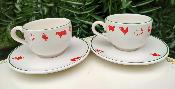 Tasse soucoupe animaux déco frise décorative lot de 2