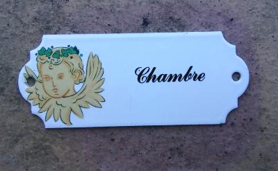 Plaque chambre émaillée vintage motif anges déco de la maison