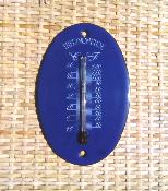 Thermomètre émail bleu décoratif, thermomètre émaillé ovale de marque 