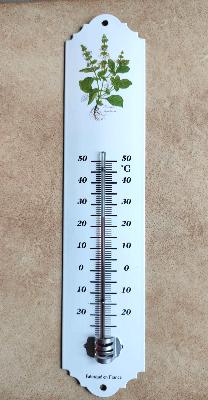 Thermomètre émaillé décoratif Plantes Aromatiques basilic 30 cm