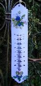 Thermomètre extérieur décoratif émail bleu lavande fruits papillons 30 cm 