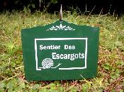 Panneau émail jardin sentier escargot plaque émaillée allée chemin