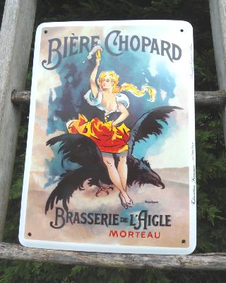 Plaque émaillée Bière Chopard: plaque numérotée de brasserie en émail made in France