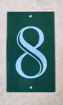 Petite plaque émaillée numéro de maison N° 8 vert émail et cetera
