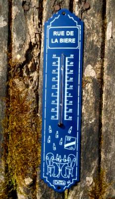 Thermomètre décoratif émail bleu Rue de la Bière 30 cm