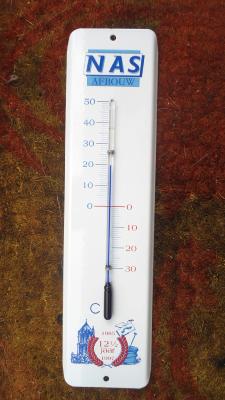 Thermomètre émaillé publicitaire ancien Nas, thermomètre extérieur émaillé 35 cm