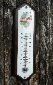 Thermomtre Fraises plaque mail sur bois 33 cm Ar mail Emalia: thermomtre haut de gamme