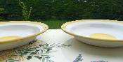 2 assiettes émaillées pique-nique jaunes création originale Arémail Emalia 