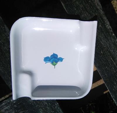Cendrier émaillé motif fleur bleue cendrier fonctionnel pratique et sain