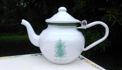 Théière vintage émaillée laurier sauge senteurs de Provence
