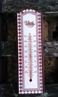 Thermomètre bois décoratif Cerises et frise Vintage 30 cm made in France