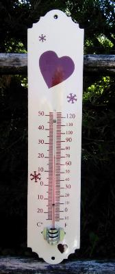 Thermomètre déco émaillé COEUR Arémail Emalia: thermomètre émail extérieur