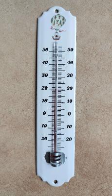 Thermomètre émaillé déco extérieure Montgolfière: thermomètre émail 25 cm