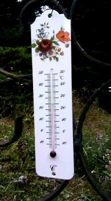 Thermomètre émaillé fleurs déco vintage: thermomètre émail extérieur décoratif 