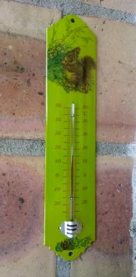 Thermomètre métal émaillé déco écureuil jardin Maison