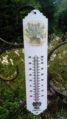Thermomètre fleur jardin émaillé Vintage: thermomètre émail extérieur 30 cm