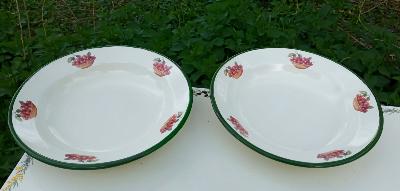2 assiettes émaillées cerise déco cuisine émail et cetera