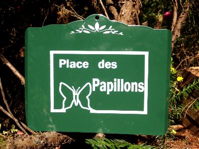Décoration jardin Papillons: plaque de rue émaillée originale