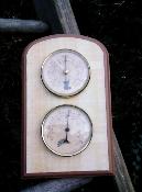 Station météo bois originale décor feuille Thermomètre Baromètre
