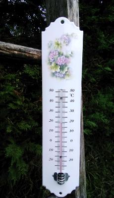 Thermomètre émaillé fleurs extérieur décoratif 30 cm Arémail Emalia