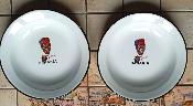 2 assiettes émaillées jaunes Banania vaisselle émaillée vintage