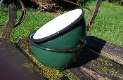 Bol émail vert, vaisselle incassable camping randonnée, lot de 2